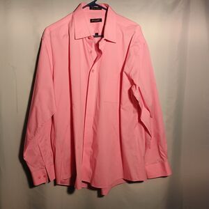 Pierre Cardin Men’s Dress Shirt Pink Long Sleeve Classic Button-Front Collared